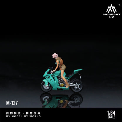 MoreArt 1:64 KTM 1190 Tiffany Blue Girl Motorcycle Doll Figure Set (1 Motorcycle + 1 Figure)