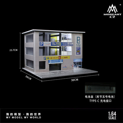 MoreArt 1:64 Japanese Parking Garage Scene Car Park LED Light Diorama