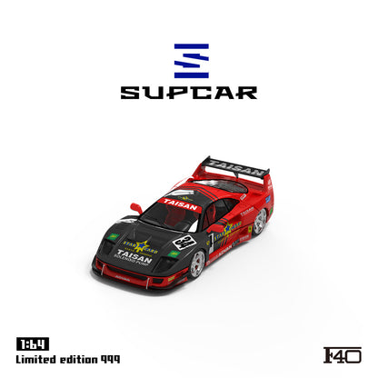 Supcar 1:64 Ferrari F40 Black Red #34 Taisan Edition in Premium Box Packaging