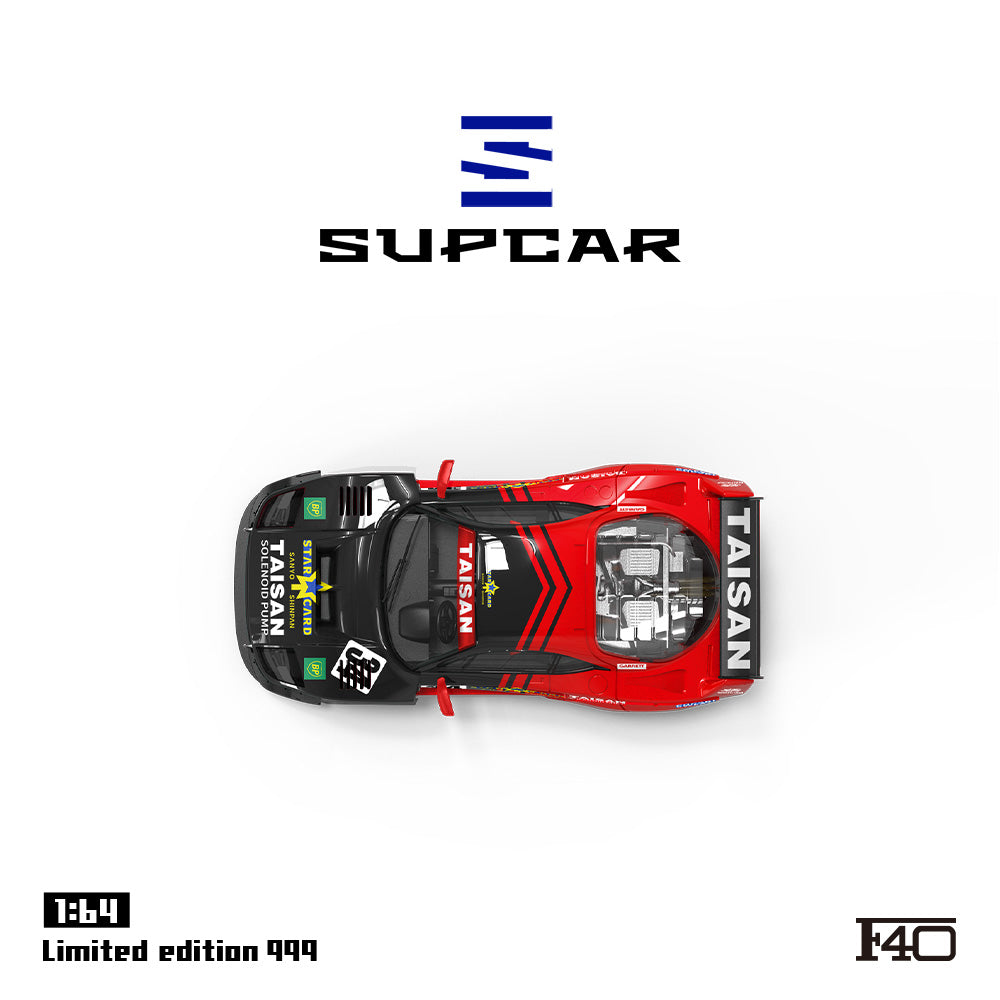 Supcar 1:64 Ferrari F40 Black Red #34 Taisan Edition in Premium Box Packaging