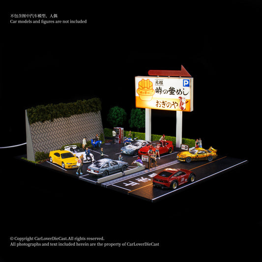 G-Fans 1/64 Initial D JDM Japan Car Parking Lot Scene LED Light Diorama