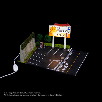 G-Fans 1/64 Initial D JDM Japan Car Parking Lot Scene LED Light Diorama