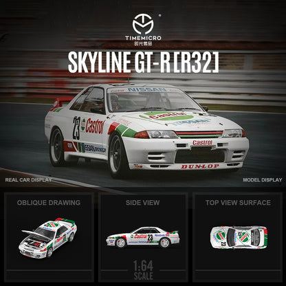 Time Micro 1:64 Nissan Skyline GT-R R32 Castrol #23 Openable Front Detailed Engine