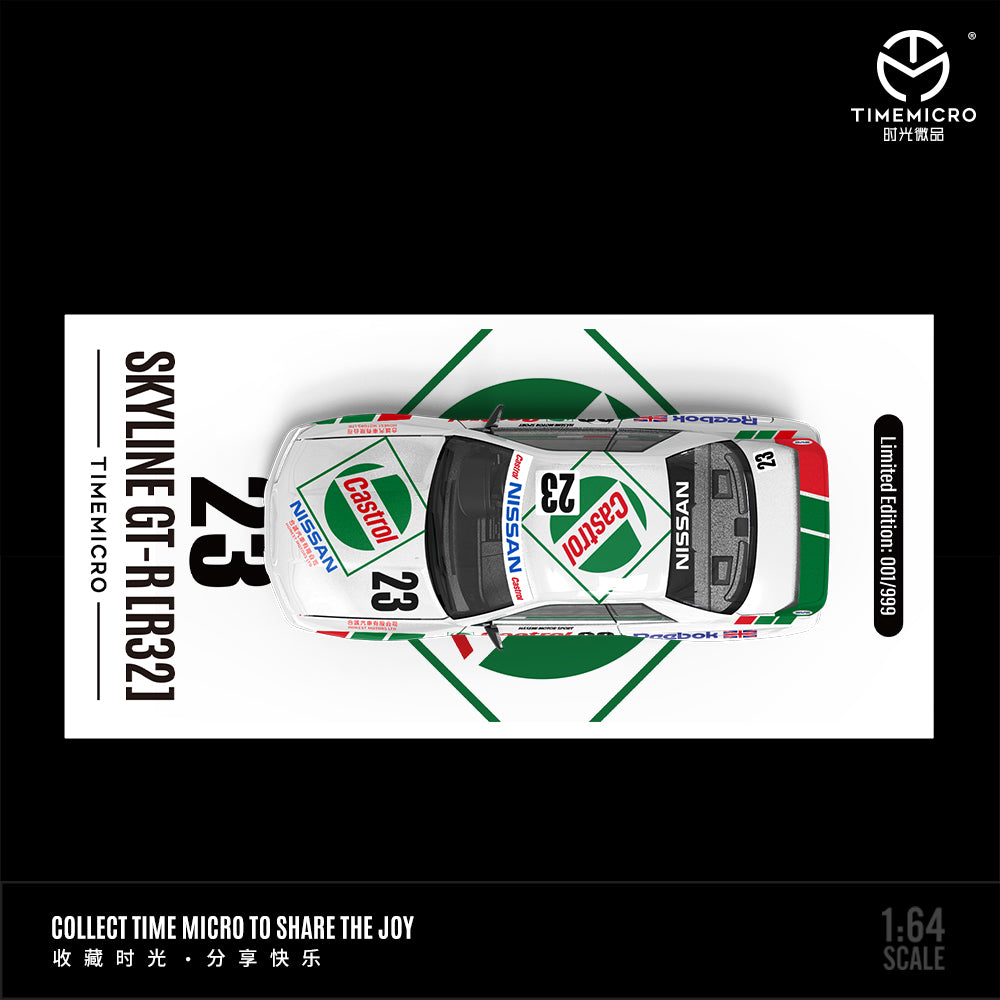 Time Micro 1:64 Nissan Skyline GT-R R32 Castrol #23 Openable Front Detailed Engine