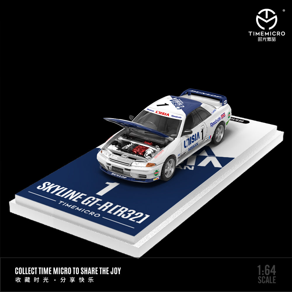 Time Micro 1:64 Nissan Skyline GT-R R32 UNISIA #1 Openable Front Detailed Engine