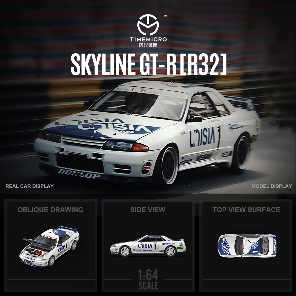 Time Micro 1:64 Nissan Skyline GT-R R32 UNISIA #1 Openable Front Detailed Engine