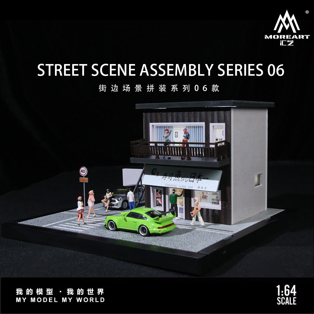MoreArt 1:64 Street Scene Assembly Series 06 Scene Model LED Light Diorama with Acrylic Case