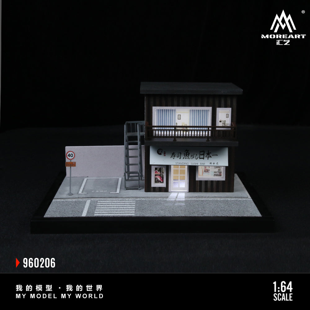 MoreArt 1:64 Street Scene Assembly Series 06 Scene Model LED Light Diorama with Acrylic Case
