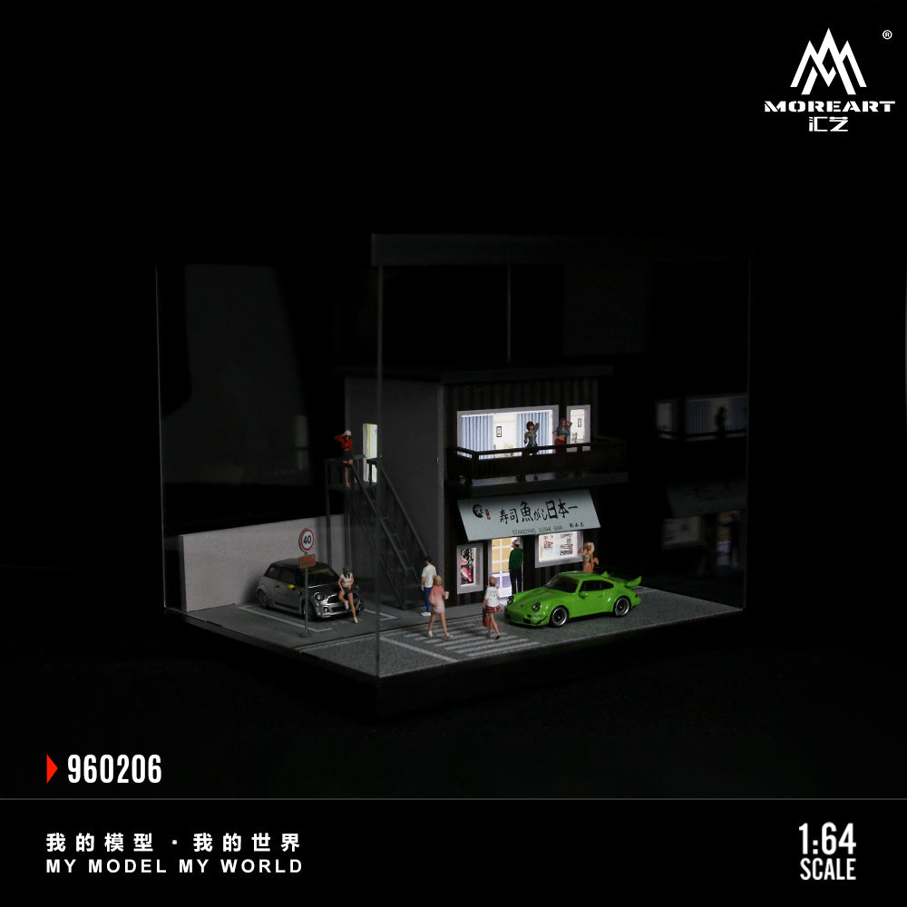 MoreArt 1:64 Street Scene Assembly Series 06 Scene Model LED Light Diorama with Acrylic Case