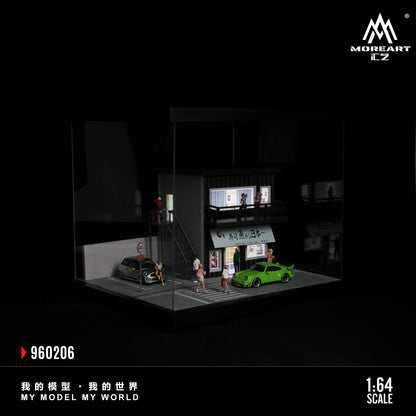 MoreArt 1:64 Street Scene Assembly Series 06 Scene Model LED Light Diorama with Acrylic Case