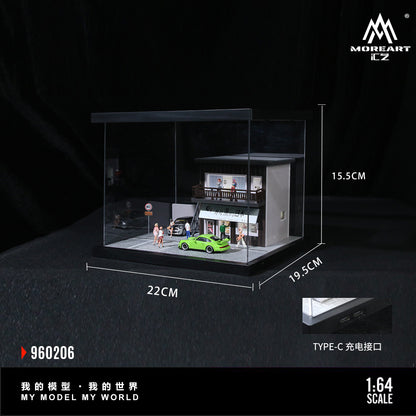 MoreArt 1:64 Street Scene Assembly Series 06 Scene Model LED Light Diorama with Acrylic Case