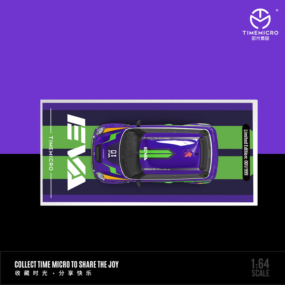Time Micro 1/64 Mini Cooper Japanese Anime Neon Genesis Evangelion Eva 01 Purple Edition