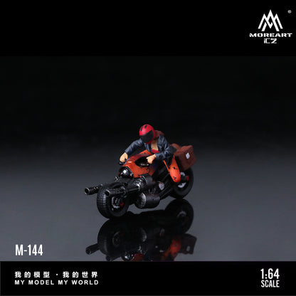 MoreArt 1:64 Bright Orange Machine Gun Motorcycle Pretty Girl Doll Set (1 Motorcycle + 1 Figure)