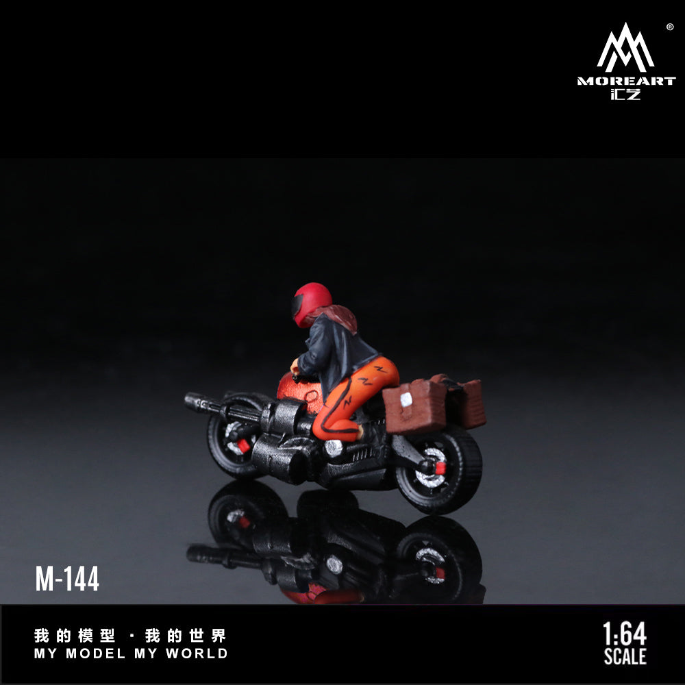MoreArt 1:64 Bright Orange Machine Gun Motorcycle Pretty Girl Doll Set (1 Motorcycle + 1 Figure)
