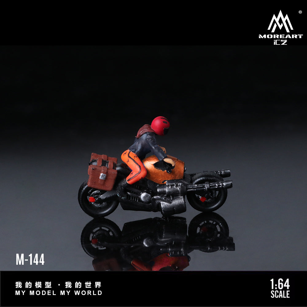 MoreArt 1:64 Bright Orange Machine Gun Motorcycle Pretty Girl Doll Set (1 Motorcycle + 1 Figure)
