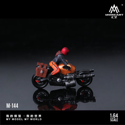 MoreArt 1:64 Bright Orange Machine Gun Motorcycle Pretty Girl Doll Set (1 Motorcycle + 1 Figure)