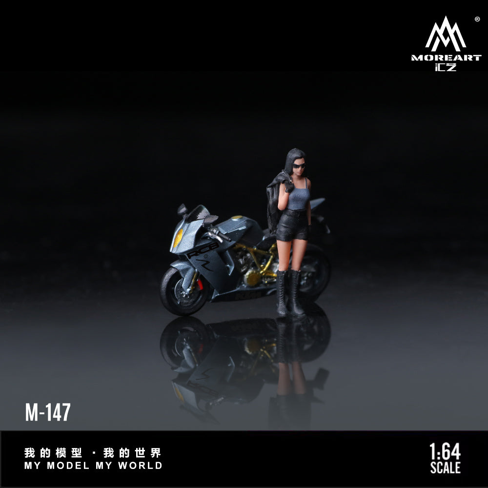 MoreArt 1:64 KTM 1190 Grey Pretty Girl Motorcycle Doll Figure Set (1 Motorcycle + 1 Figure)