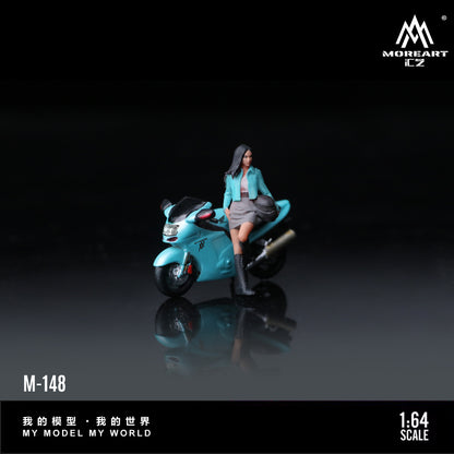MoreArt 1:64 Honda CBR 1100XX Sky Blue Motorcycle Doll Set (1 Motorcycle + 1 Figure)