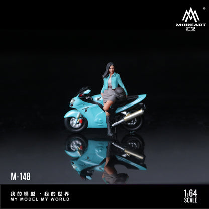 MoreArt 1:64 Honda CBR 1100XX Sky Blue Motorcycle Doll Set (1 Motorcycle + 1 Figure)