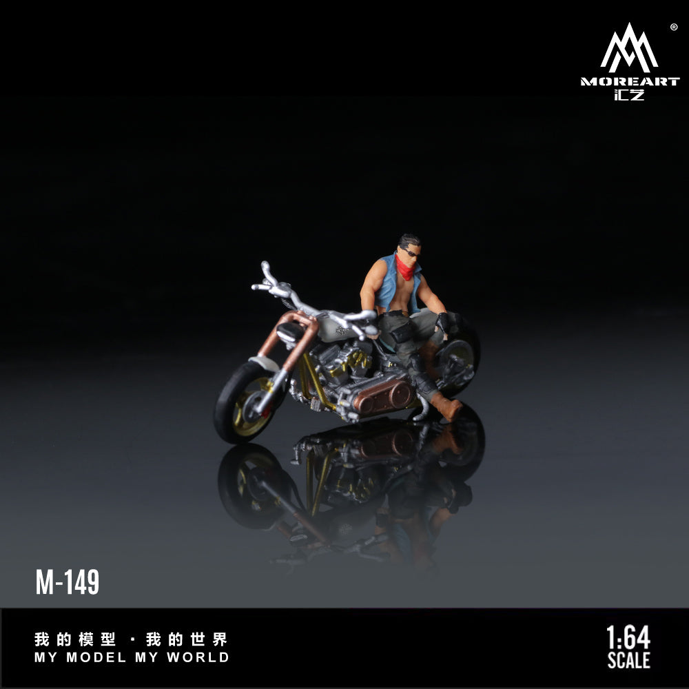 MoreArt 1:64 Harley-Davidson White Trendy Male Motorcycle Doll Figure Set (1 Motorcycle + 1 Figure)