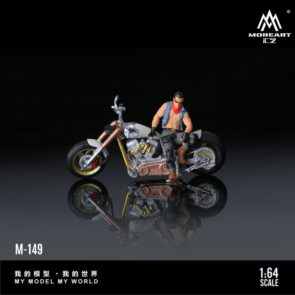 MoreArt 1:64 Harley-Davidson White Trendy Male Motorcycle Doll Figure Set (1 Motorcycle + 1 Figure)
