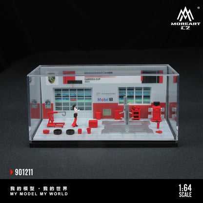 MoreArt 1/64 Porsche Repair Shop Workshop Garage Diorama with Tools and Figure Set