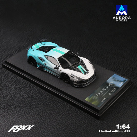 Aurora Model 1:64 Ferrari F8 F8XX Mansory Custom Fading Green and Grey