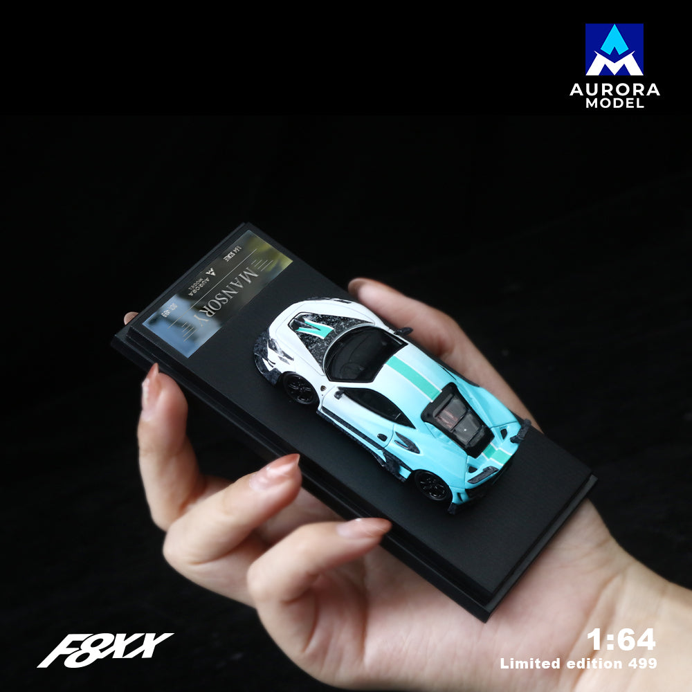 Aurora Model 1:64 Ferrari F8 F8XX Mansory Custom Fading Green and Grey