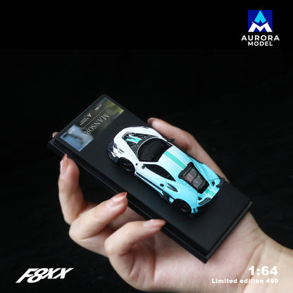 Aurora Model 1:64 Ferrari F8 F8XX Mansory Custom Fading Green and Grey