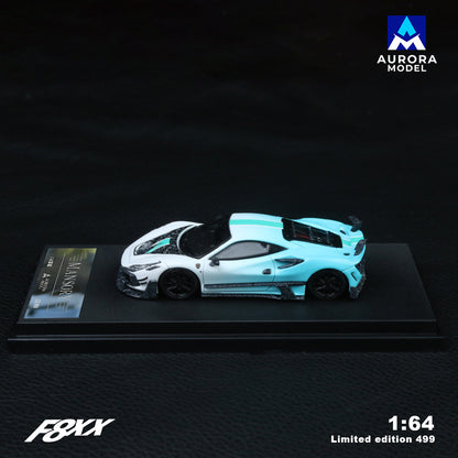 Aurora Model 1:64 Ferrari F8 F8XX Mansory Custom Fading Green and Grey