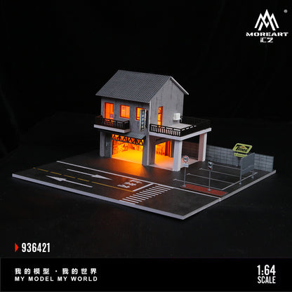 MoreArt 1:64 Japanese Auto Repair Shop Scene Model LED Light Diorama