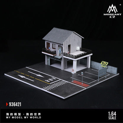 MoreArt 1:64 Japanese Auto Repair Shop Scene Model LED Light Diorama
