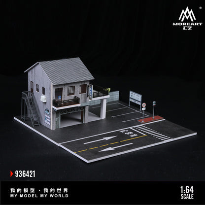 MoreArt 1:64 Japanese Auto Repair Shop Scene Model LED Light Diorama