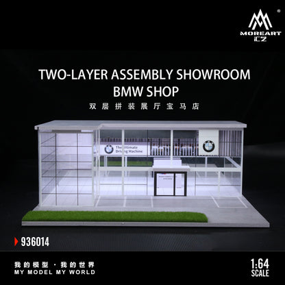 MoreArt 1:64 BMW Dealership Shop Two Layers Assembly Showroom LED Light Scene Diorama Model