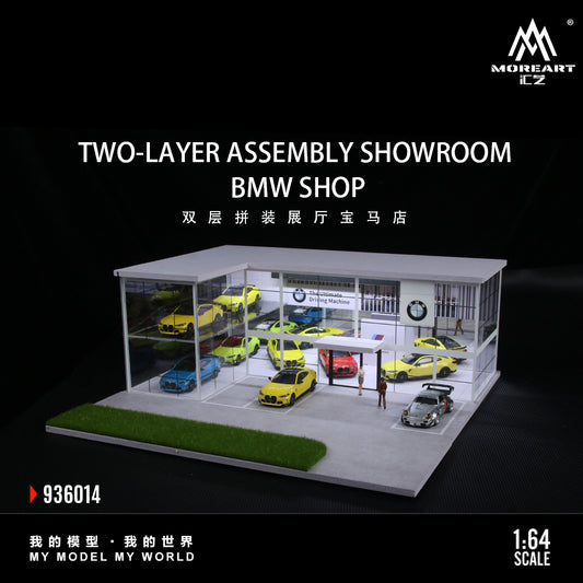 MoreArt 1:64 BMW Dealership Shop Two Layers Assembly Showroom LED Light Scene Diorama Model