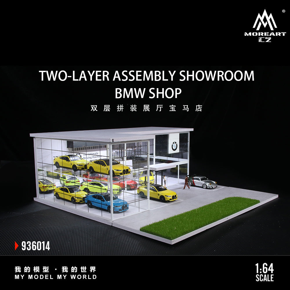 MoreArt 1:64 BMW Dealership Shop Two Layers Assembly Showroom LED Light Scene Diorama Model