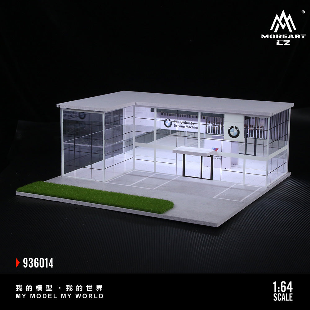 MoreArt 1:64 BMW Dealership Shop Two Layers Assembly Showroom LED Light Scene Diorama Model