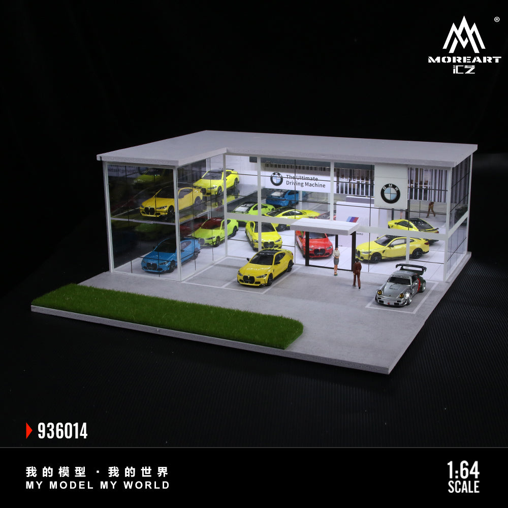 MoreArt 1:64 BMW Dealership Shop Two Layers Assembly Showroom LED Light Scene Diorama Model