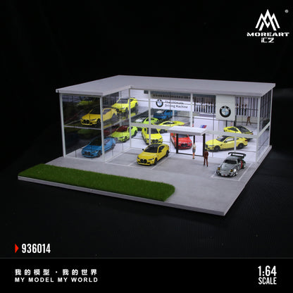 MoreArt 1:64 BMW Dealership Shop Two Layers Assembly Showroom LED Light Scene Diorama Model