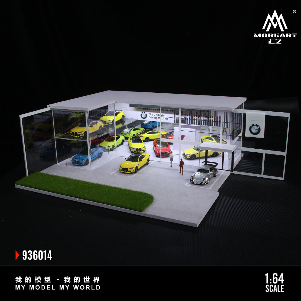 MoreArt 1:64 BMW Dealership Shop Two Layers Assembly Showroom LED Light Scene Diorama Model