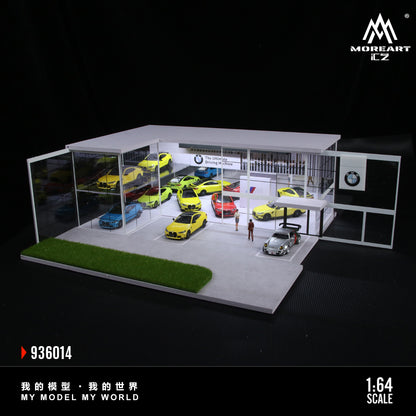 MoreArt 1:64 BMW Dealership Shop Two Layers Assembly Showroom LED Light Scene Diorama Model