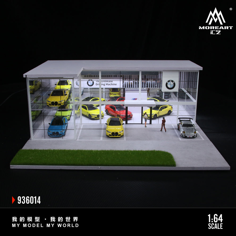 MoreArt 1:64 BMW Dealership Shop Two Layers Assembly Showroom LED Light Scene Diorama Model