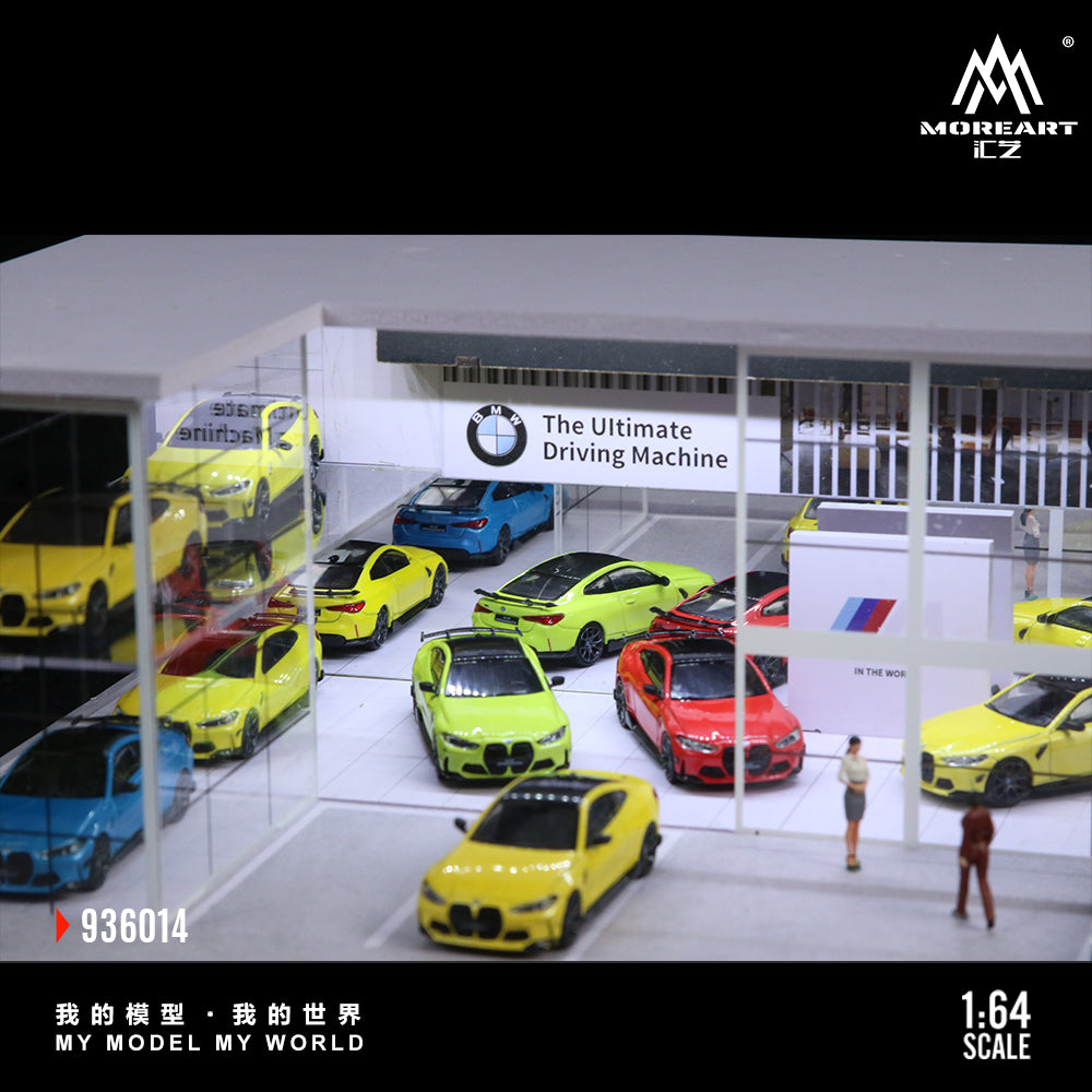 MoreArt 1:64 BMW Dealership Shop Two Layers Assembly Showroom LED Light Scene Diorama Model