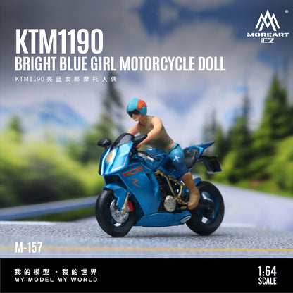 MoreArt 1:64 KTM 1190 Bright Blue Girl Motorcycle Doll Figure Set (1 Motorcycle + 1 Figure)