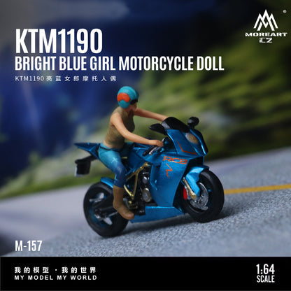 MoreArt 1:64 KTM 1190 Bright Blue Girl Motorcycle Doll Figure Set (1 Motorcycle + 1 Figure)