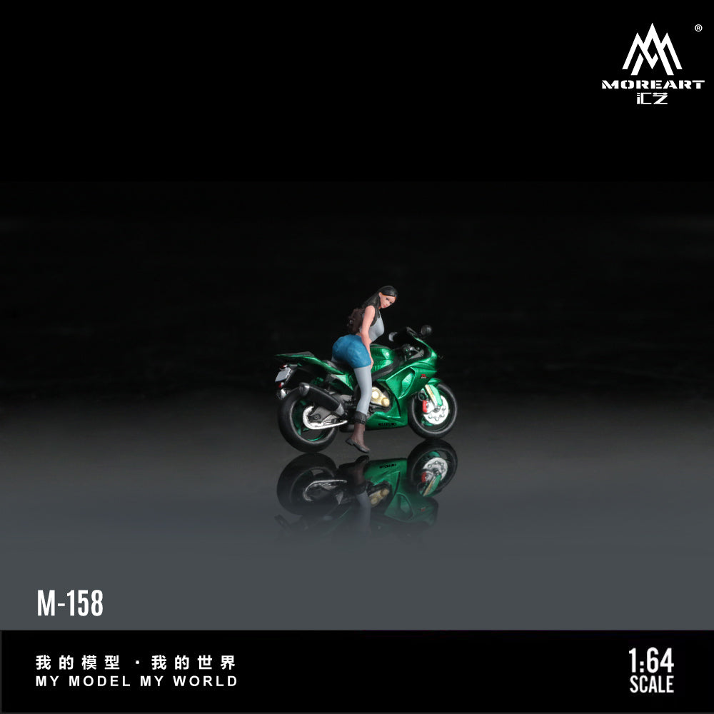 MoreArt 1:64 Suzuki Green Magic Motorcycle Girl Doll Set (1 Motorcycle + 1 Figure)