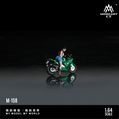 MoreArt 1:64 Suzuki Green Magic Motorcycle Girl Doll Set (1 Motorcycle + 1 Figure)