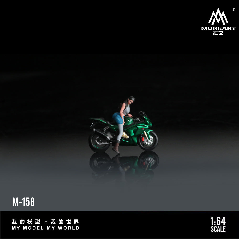 MoreArt 1:64 Suzuki Green Magic Motorcycle Girl Doll Set (1 Motorcycle + 1 Figure)