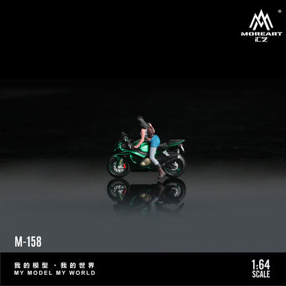 MoreArt 1:64 Suzuki Green Magic Motorcycle Girl Doll Set (1 Motorcycle + 1 Figure)
