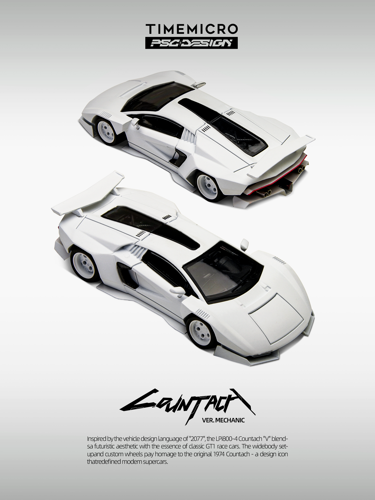 Time Micro X PSC Design 1:64 Lamborghini Countach V Engineer Edition with Extra Set of Wheels and Accessories